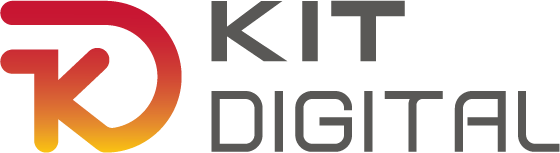 Logotipo de Kit Digital, que representa una iniciativa para impulsar la digitalización de empresas en España, con un diseño moderno en tonos rojo, naranja y gris.